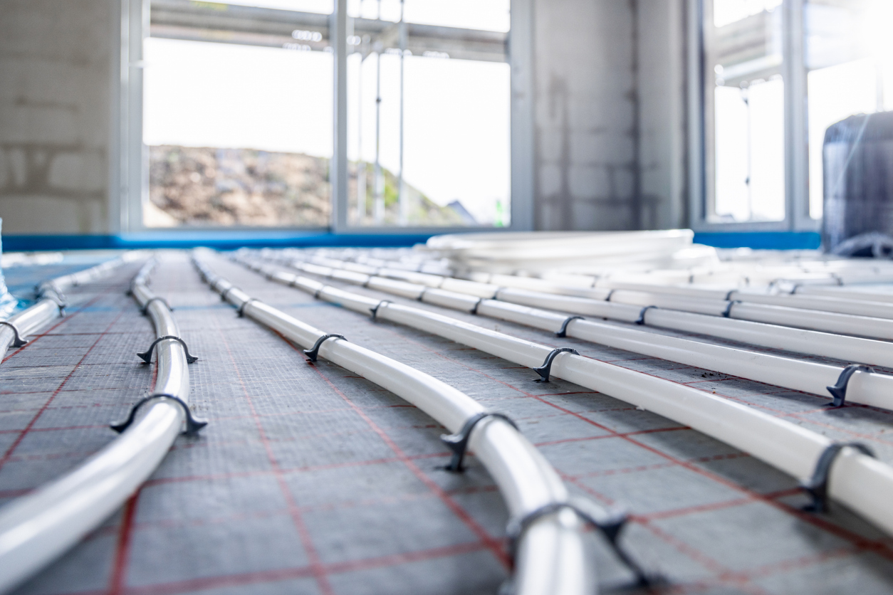 close up of pipes for underfloor heating