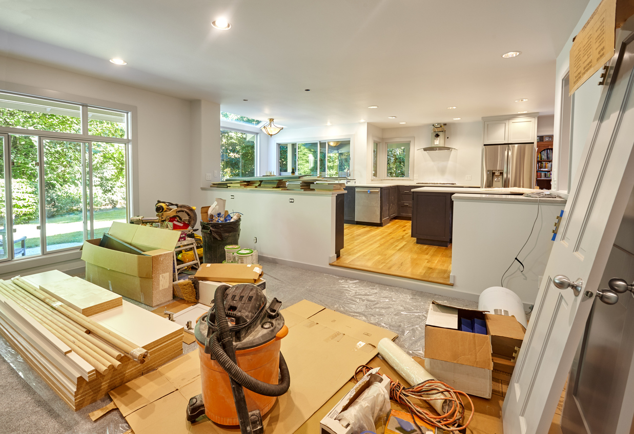 a kitchen being renovated